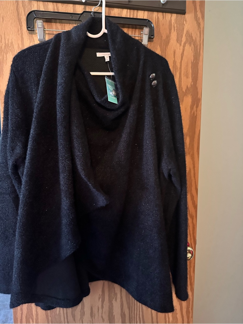 Maurices Black Wrap Sweater with Button Detail